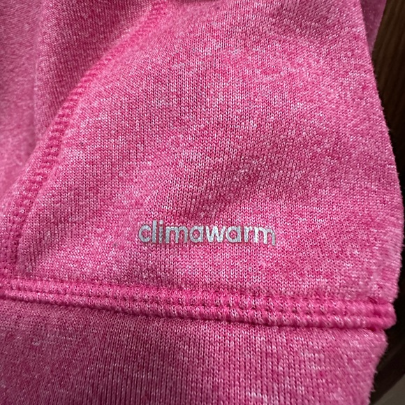 Adidas Women's Climawarm Pink Hoodie with Yellow Zipper - Picture 8 of 13